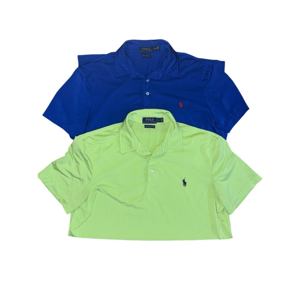 Polo Ralph Lauren Performance Short Sleeve Polo Shirt Set of 2 Large Blue Green